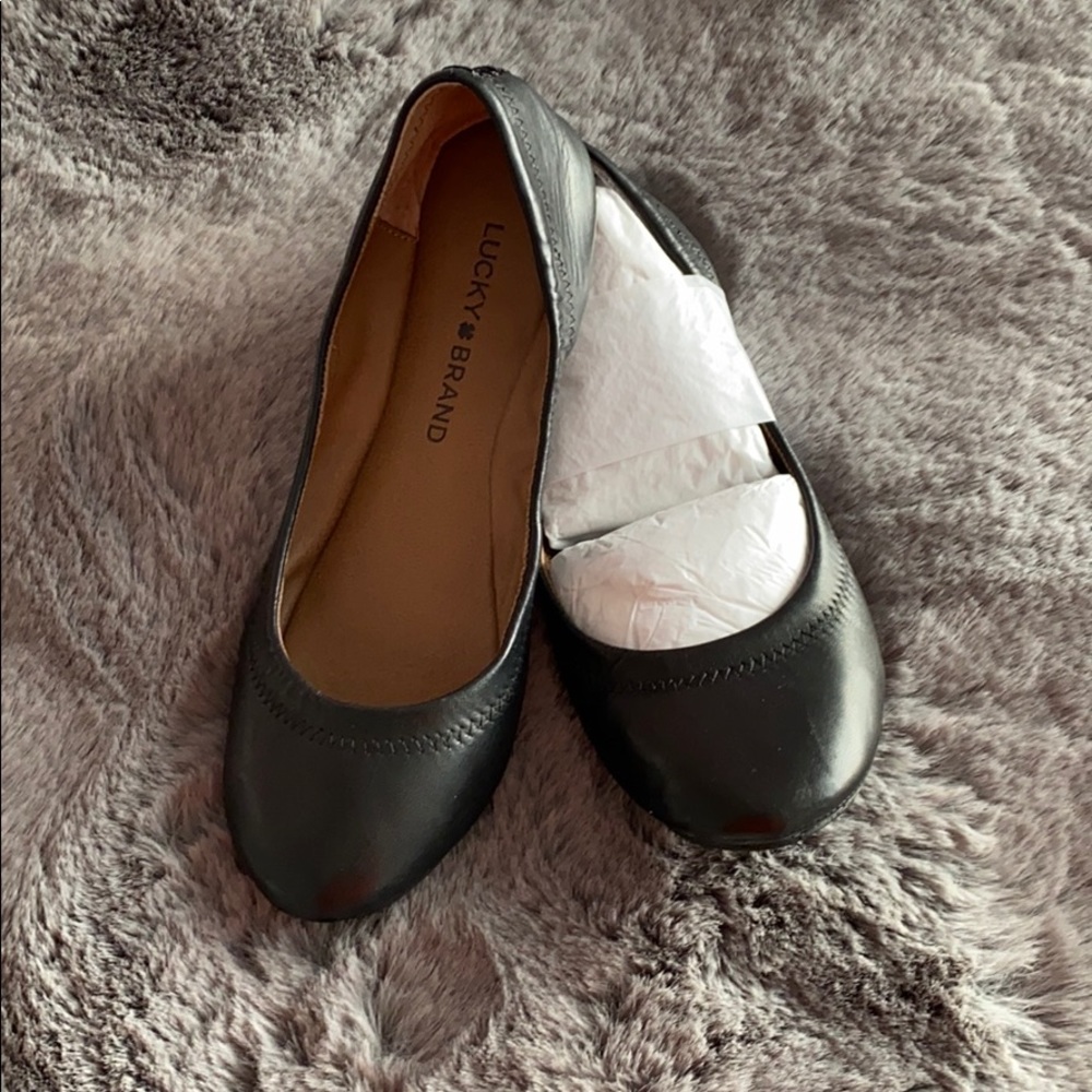Lucky Brand Emmie Leather Black Ballet Flats